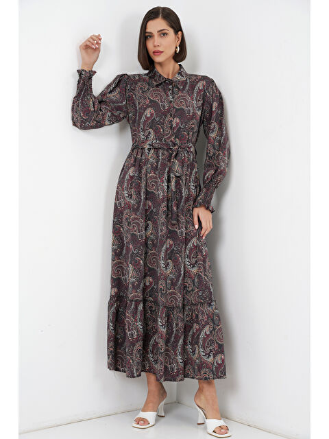 Bigdart Kadın Kuşaklı Tesettür Elbise 2589 - Siyah - S000523136-19351