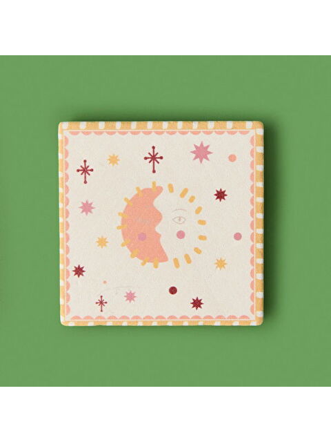 Evidea Kitchen Moon Sun Bardak Altlığı - Renkli - 10 cm - S000370444-23173