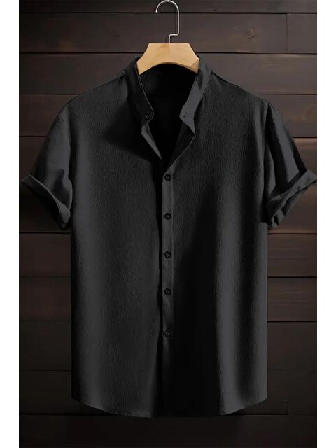 Oksit Laend Slim Fit Esnek Elastanlı Kısa Kol Hakim Yaka Erkek Gömlek - S000386192-19351