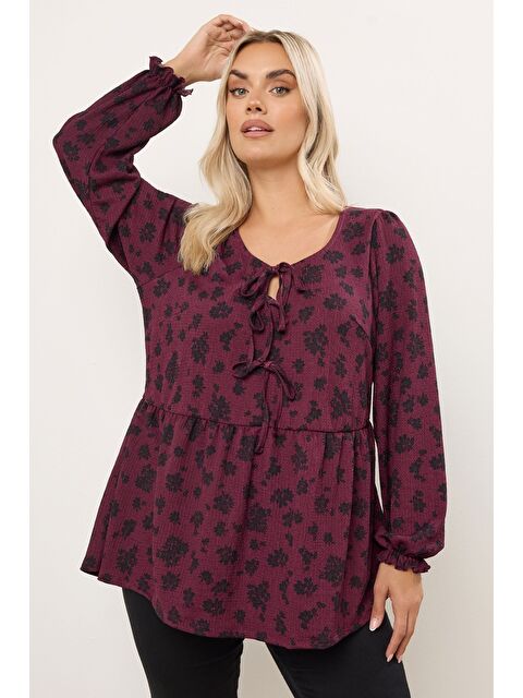 Stil Diva Büyük Beden Yaka Detaylı Uzun Kollu Bürümcük Kumaş Bluz 323003 - S000485170-20036