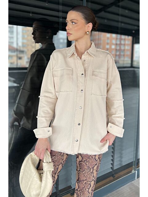 Gülseli Ön Çıtçıtlı Püskül Detaylı Kadın Gömlek - S000379690-25636