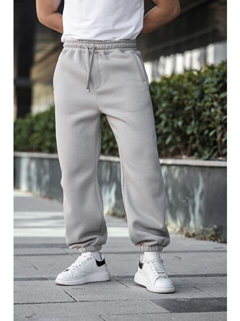 Madmext Boyalı Gri Rahat Kesim Paçası Lastikli Erkek Eşofman Altı E6579 - S000436675-22875