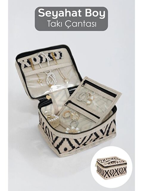 Meleni Home Seyahat Boy Takı Çantası Mücevher Kolye Küpe Yüzük Aksesuar Düzenleyici Organizer Takı Kutusu - S000385430-23173
