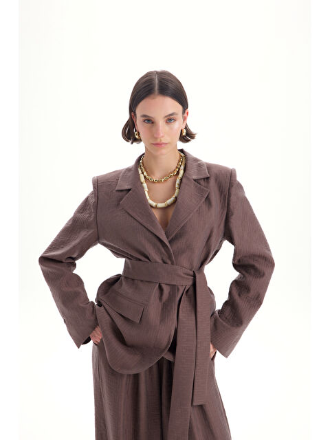 Mai Collection Arisa Kemer Detay Kahve Blazer Ceket - S000518173-19413