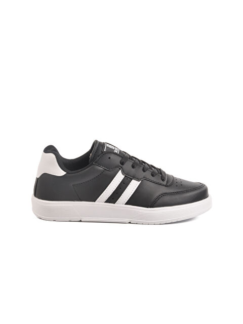 Ayakmod Siyah Beyaz Bağcıklı Unisex Cilt Spor Ayakkabı 163 G - S000417162-37424