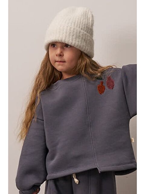 Oh La La Koala For Little Ones Gri Omuz Nakışlı Çocuk Sweatshirt