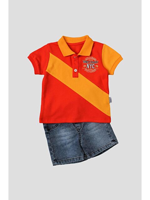 Kidex's Erkek bebek pamuklu polo takım pantolon üst ikili takım