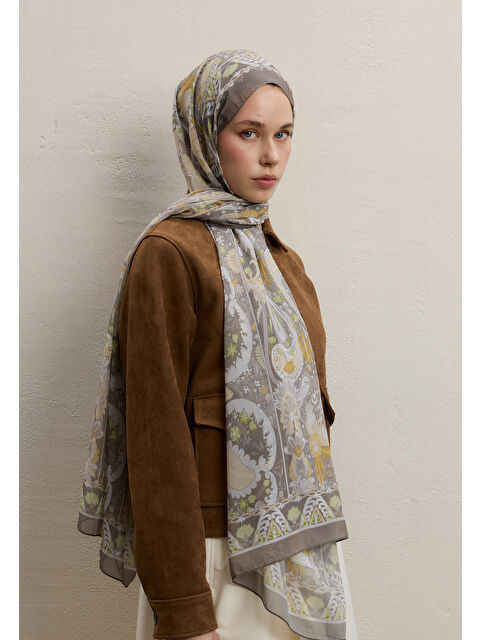 Fresh Scarfs Verona Desen İpek Krep Şal Adaçayı - S000420366-18194