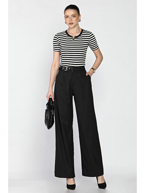 Gülseli Kadın Kemer Aksesuarlı Yüksek Bel Pileli Pantolon - S000379693-19351