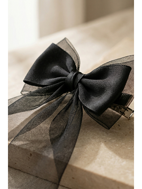 Katia And Bony Çift Tül Fiyonklu Otomat Toka Siyah