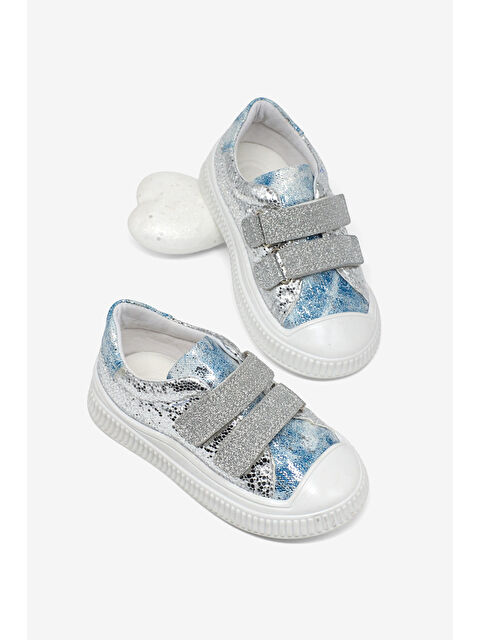 TONNY BLACK Çocuk Unisex Gümüş Çoçuk Sim Detaylı Cırtlı Rahat Kalıp Sneaker - S000519277-18105