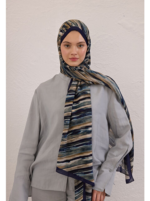 Fresh Scarfs Deıa Desen Rami Şal Lacivert - S000420380-21164