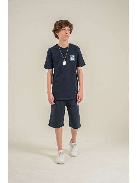 Mışıl Kids Strong Baskılı Kolyeli Erkek Çocuk Şort - Tişört Takımı