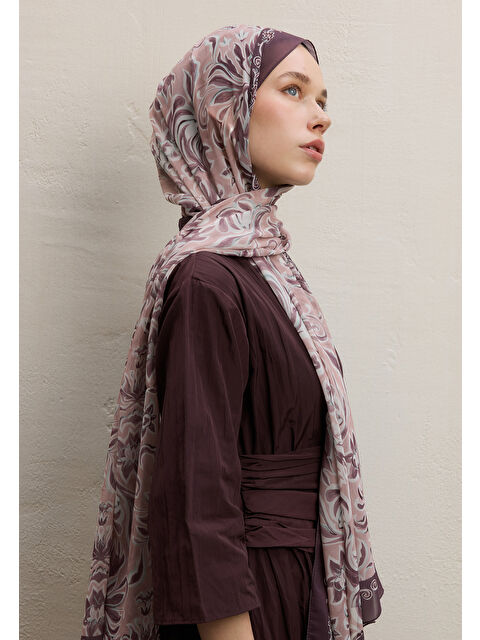 Fresh Scarfs Laura Desen İpek Krep Şal Gülkurusu - S000420434-20028