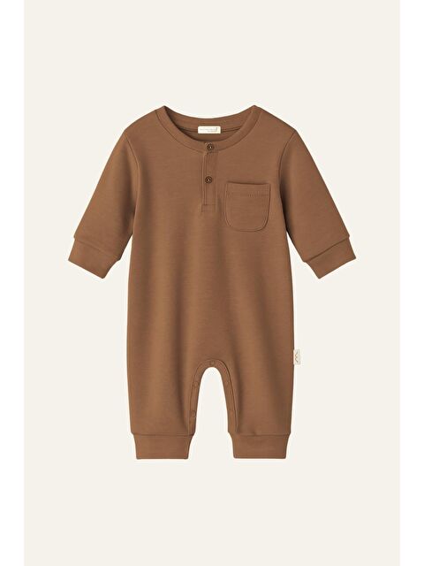 MİNİNİO Unisex Bebek Organik Tulum - Bej