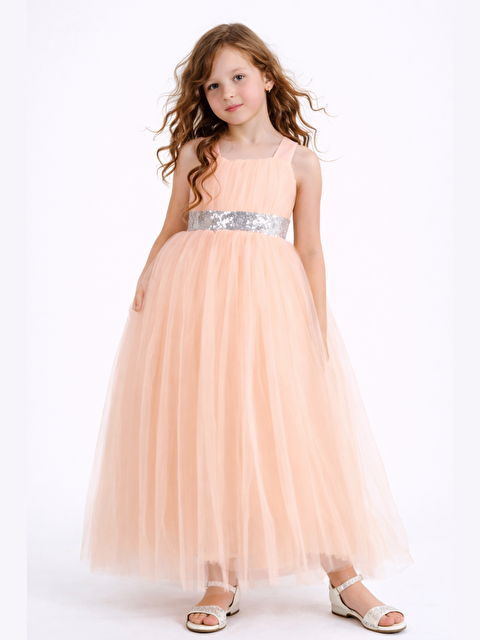 Casabony Somon Tütülü Kabarık Parti & Bayramlık Elbise - S000495577-24085