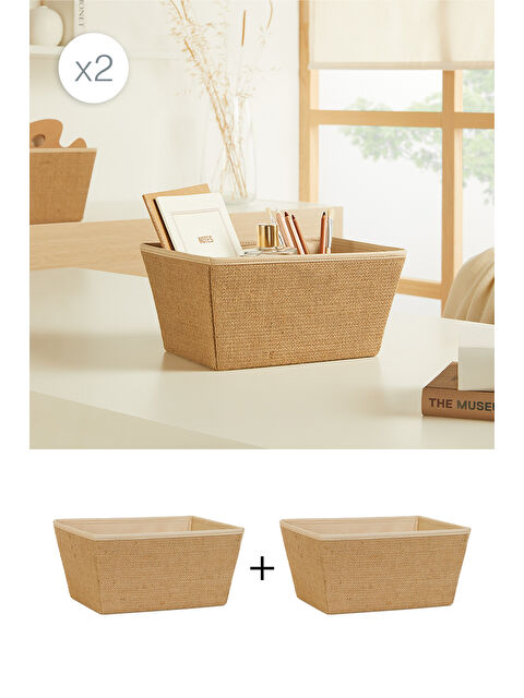 Ocean Home Textile 2'li Jüt Kutu Set 27 x 20 x 13,5 cm - S000338269-19928