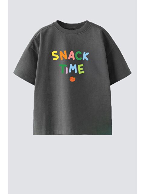 Monila Unisex Çocuk Pamuklu Bisiklet Yaka Baskılı T-Shirt - S000514685-29666