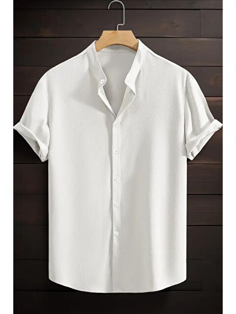 Oksit Laend Slim Fit Esnek Elastanlı Kısa Kol Hakim Yaka Erkek Gömlek - S000386192-20063