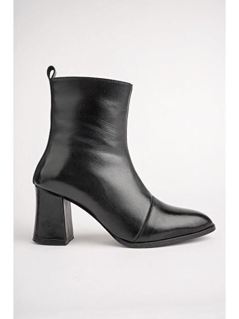 Muggo CHEVY Hakiki Deri Fermuarlı Topuklu Kadın Bot - S000273260-19351