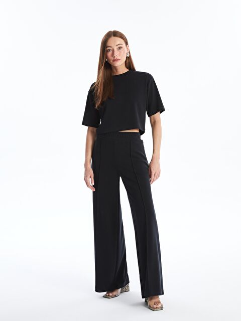 Dexia Brest - Modal  Kumaş Düz Crop Tshirt - Antrasit - S000222839-29666