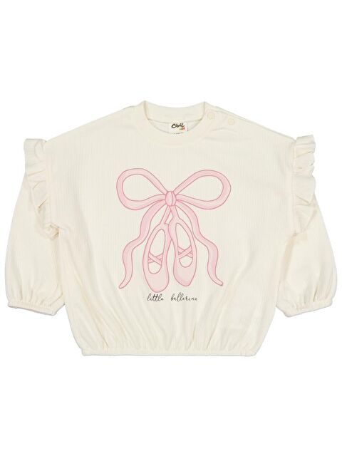 Civil Baby Balerin Ayakkabı 6-18 Ay Sweatshirt - Ekru 6-9 Ay - S000485199-19965