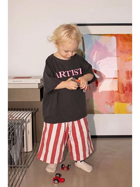 Monila Unisex Pamuklu Bisiklet Yaka Baskılı T-Shirt - S000518177-37284