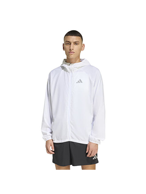 Adidas Running Essentials Erkek Beyaz Kapüşonlu Fermuarlı Sweatshirt - S000507220-20063