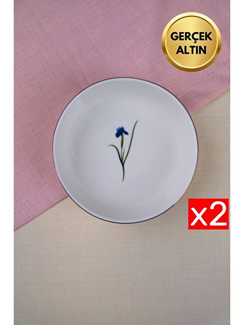TABAK EVİ Porselen Natura İris Altın Yaldızlı Kase 17x5x4,50cm 730cc 2 li - S000494853-23173