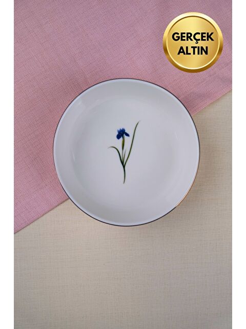 TABAK EVİ Porselen Natura İris Altın Yaldızlı Kase 17x5x4,50cm 730cc Tekli - S000494854-23173