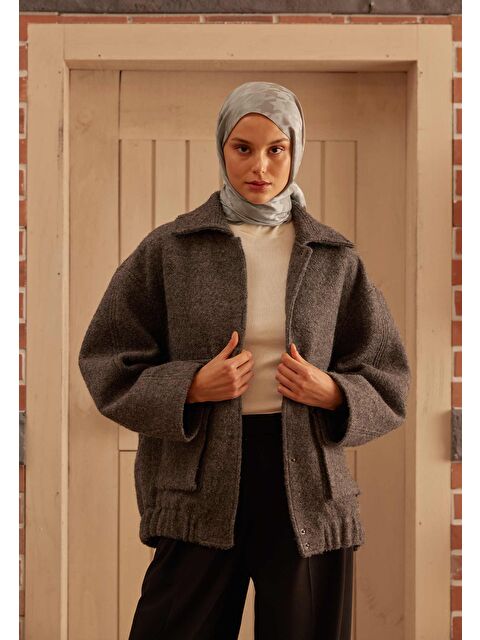 Fresh Scarfs Kazayağı Jakarlı Şal Koyu Grı - S000420372-20600