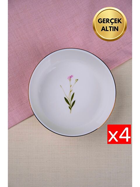 TABAK EVİ Porselen Natura Çuha Altın Yaldızlı Kase 17x5x4,50cm 730cc 4 lü - S000494857-23173