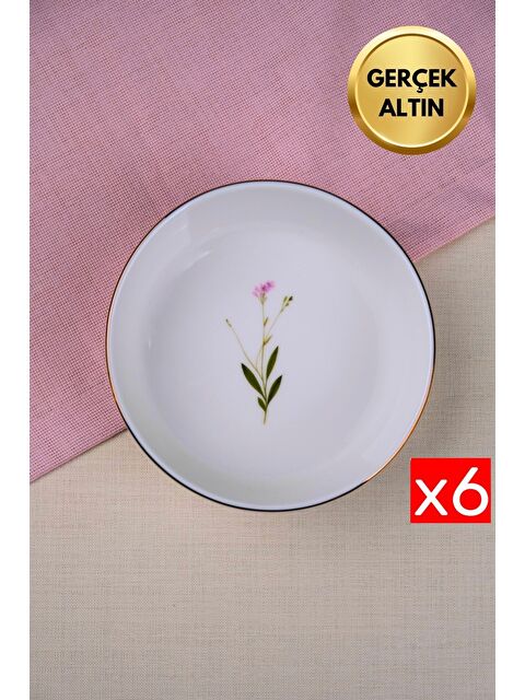 TABAK EVİ Porselen Natura Çuha Altın Yaldızlı Kase 17x5x4,50cm 730cc 6 lı - S000494858-23173