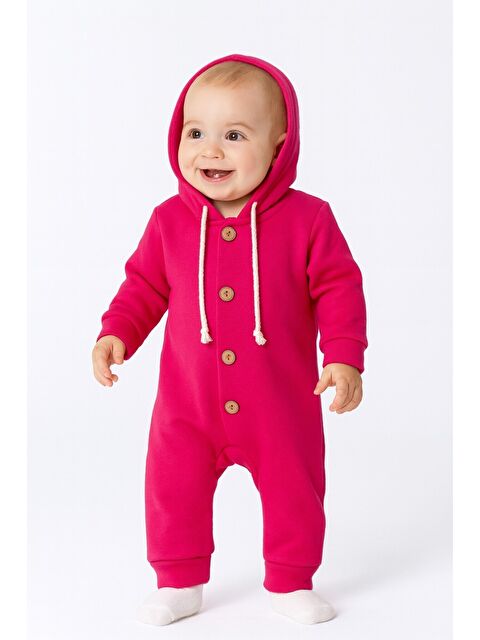Kidex's Unisex Bebek Kapüşonlu Düğmeli Mevsimlik Tulum