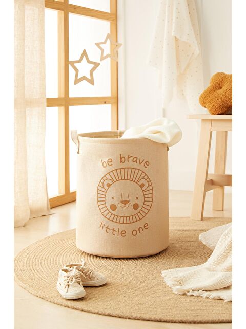 Ocean Home Textile Çocuk Odası Sevimli Aslan Jüt Keten Kumaş Oyuncak Sepeti 33 x 40 cm - S000247691-19928