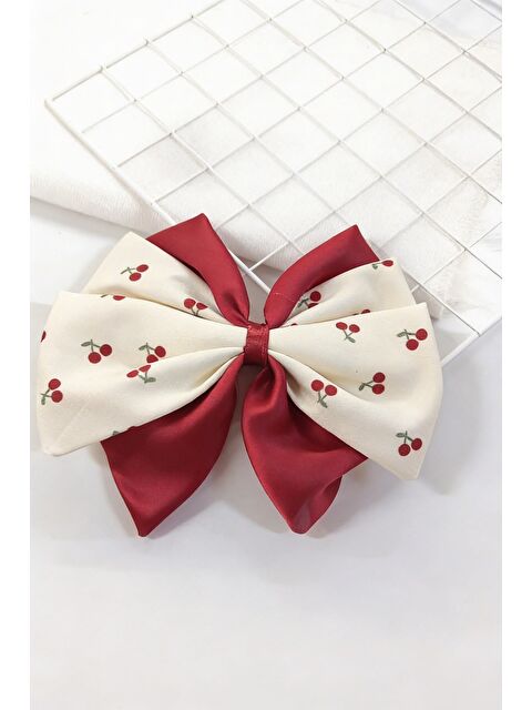 Katia And Bony Kirazlı Fiyonklu Otomat Toka Ekru-Bordo