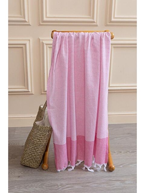 Varol 2 Adet %100 Pamuk Peştemal Büşra PEMBE/90X180 - S000397240-20024