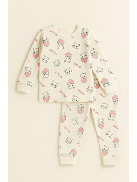 Katia And Bony Kız Çocuk Kalpli Kedi Desenli Pijama Takımı - S000487241-23173