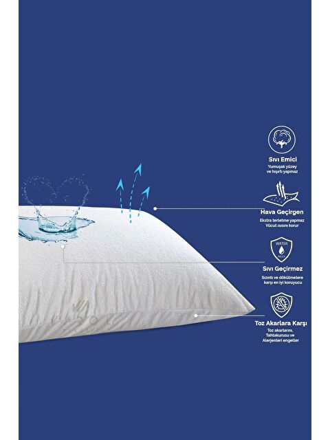 Varol Sıvı Geçirmez Yastık Koruyucu Alez 2 Adet BEYAZ/DUZ,SADE - S000397243-20063