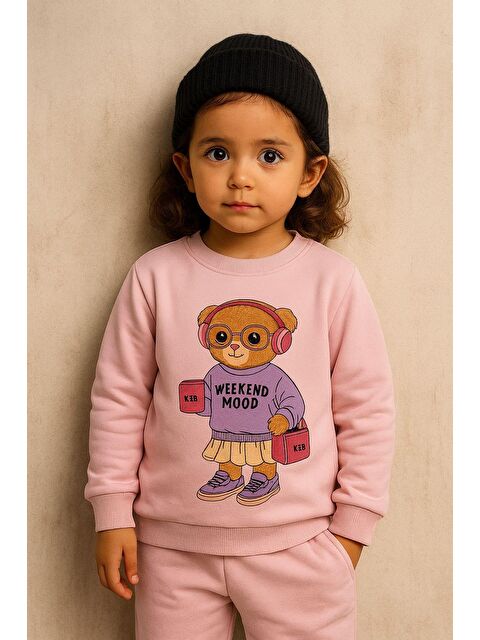 Katia And Bony Kız Çocuk Teddy Desenli Eşofman Takımı Pembe - S000487243-23173