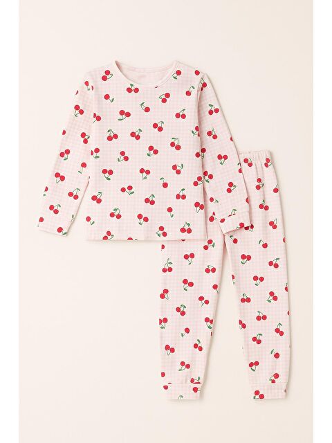 Katia And Bony Kız Çocuk Ekoseli Kiraz Desenli Pijama Takımı - S000487246-23173