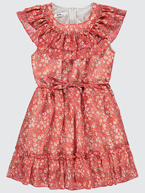 Civil Girls Kız Çocuk Elbise 6-9 Yaş Mercan