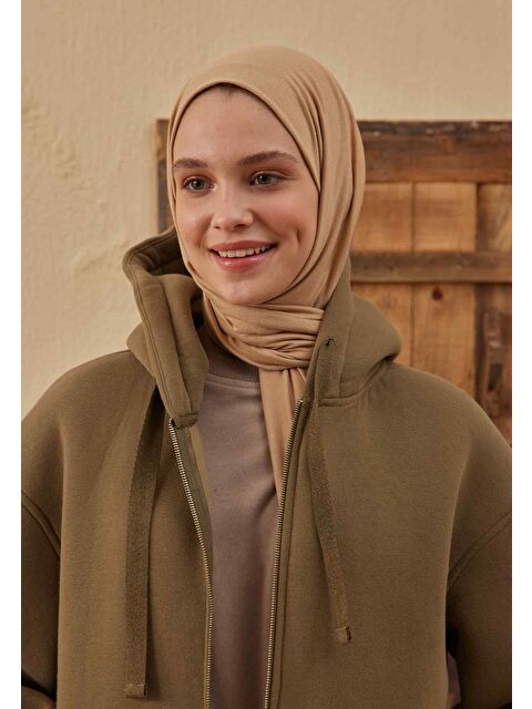 Fresh Scarfs Penye Şal Koyu Bej - S000420272-19933