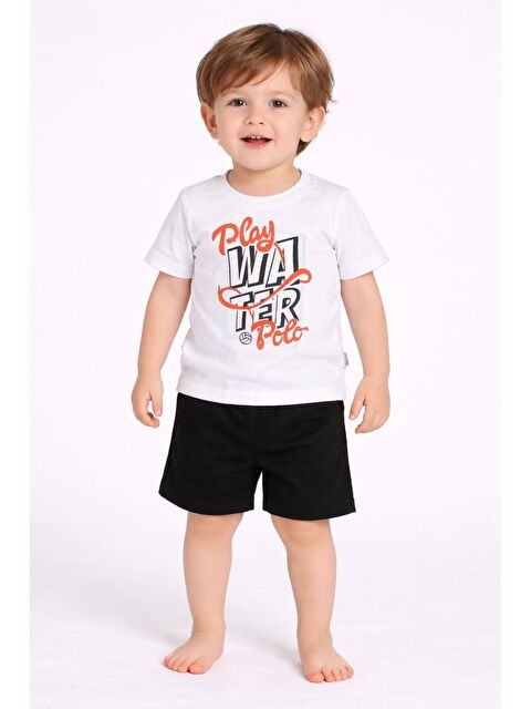 Kidex's Play Polo Yazı Baskılı 2'li Tişört Alt Üst Takım