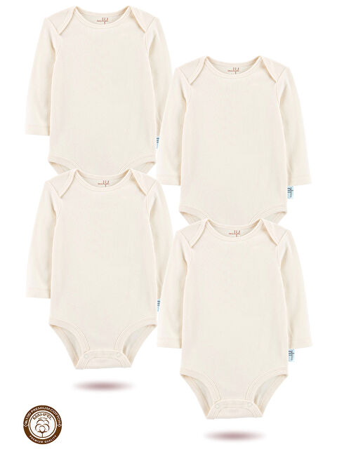 Mahfel 4'lü %100 Pamuklu Uzun Kollu Basic Çıtçıtlı Bebek Body Zıbın SR - S000515126-19965