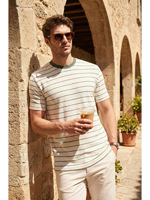 Buratti Pamuklu Regular Fit Çizgili Bisiklet Yaka T Shirt 5904039 - S000526573-18194