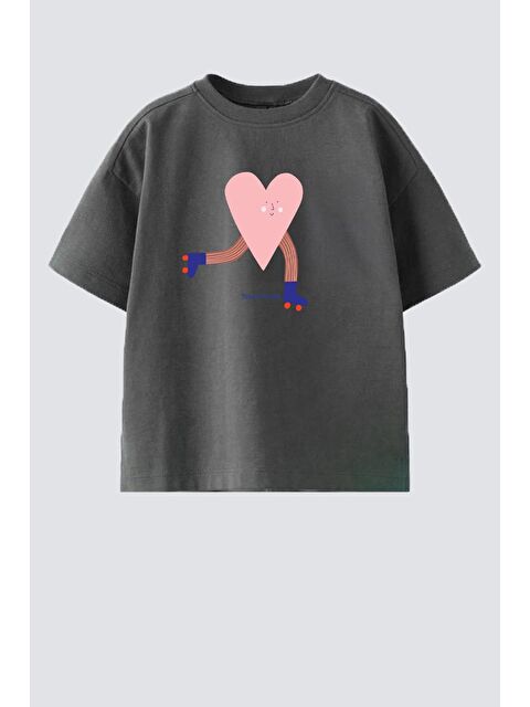 Monila Kız Çocuk Pamuklu Bisiklet Yaka Baskılı T-Shirt - S000518187-29666