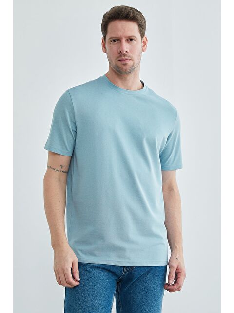 Fullamoda Oxford Kumaş Bisiklet Yaka Tişört - S000519278-8826