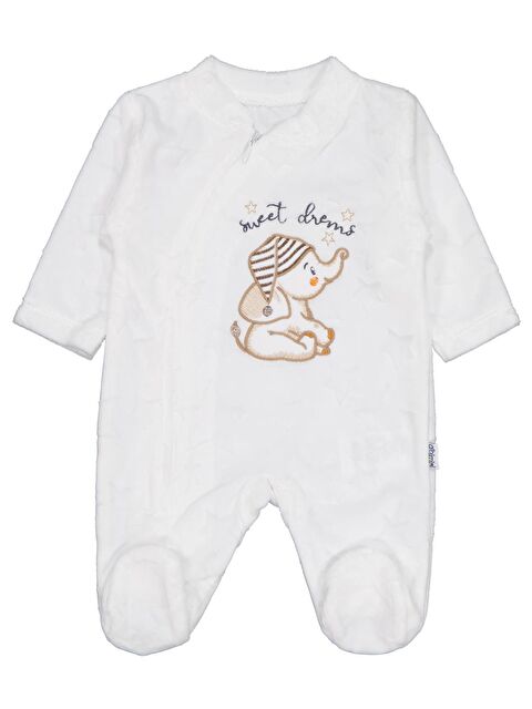 Albimini Filli Nakış Fermuarlı 1-6 Ay Tulum - Ekru 1-3 Ay - S000526773-19965