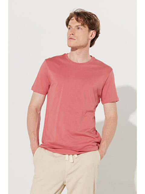AC&Co / Altınyıldız Classics Erkek Kiremit Slim Fit Dar Kesim %100 Pamuk Bisiklet Yaka Kısa Kollu Tişört - S000394300-18657